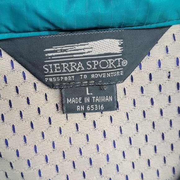 Vintage Mens Large Blue, Teal, Red  Sierra Sport windbreaker jacket - Picture 2 of 8